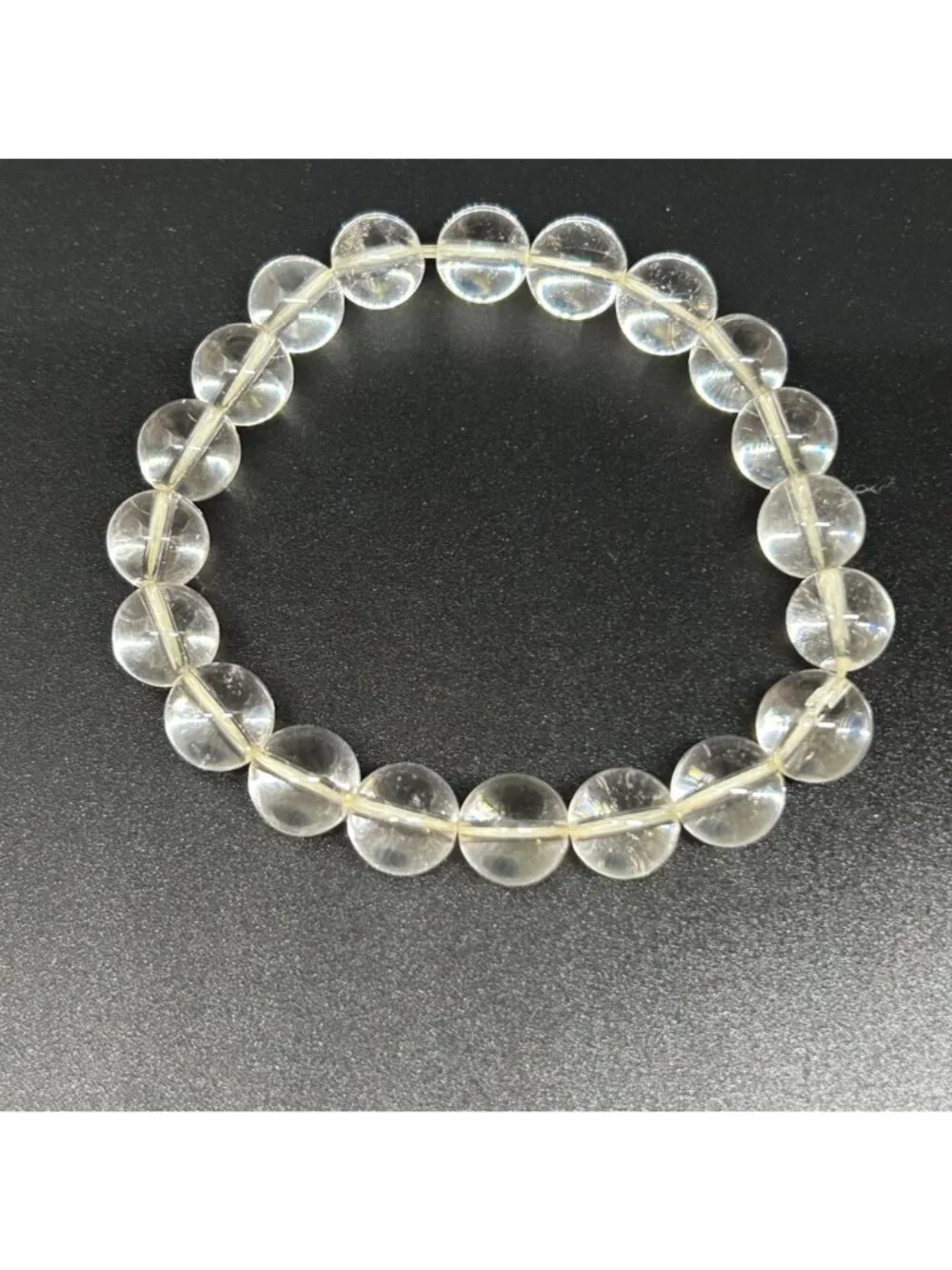 Natural Quartz Crystal Bracelet Beaded Healing Clarity Minimalist READ 6.5